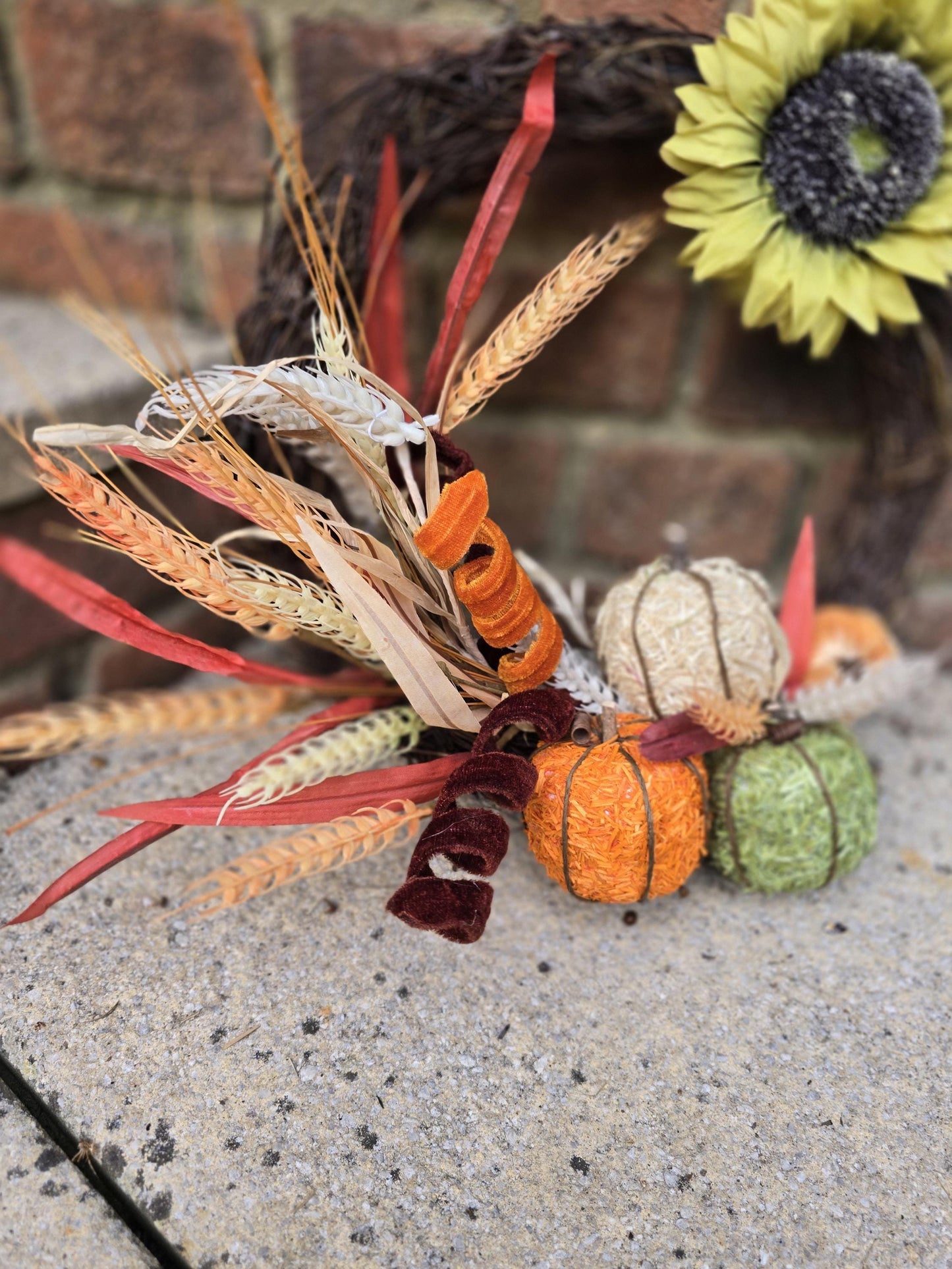 Autumn Vibes Fall Orange Harvest Front Door Wreath Rustic Wall Porch Hanger House Home Decor Decoration Thanksgiving Designer Fireplace Swag