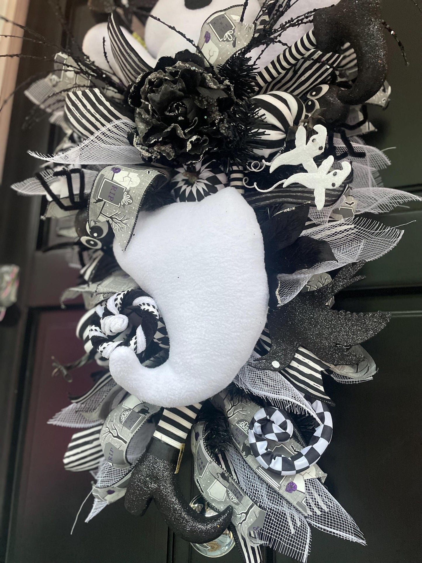 XL Ghost Fall Halloween Front Door Wreath Luxury Teardrop Rustic Wall Porch Hanger House Home Decor Decorations Spooky Ghoul Glam Boho