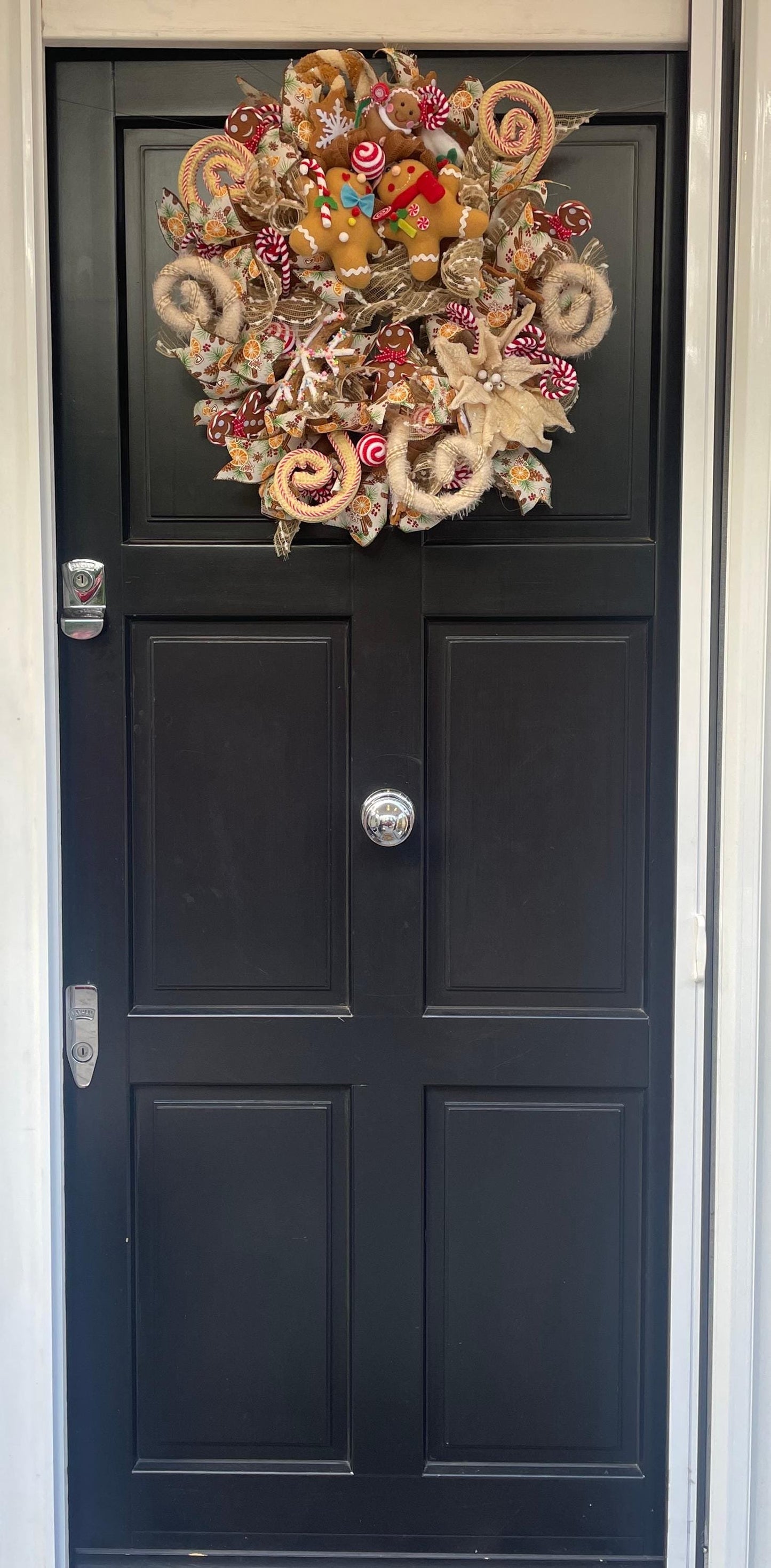 Gingerbread luxury Christmas Front Door Wreath Traditional Elegant Porch Holiday House Home Decor Decoration Winter Swag Designer Unique