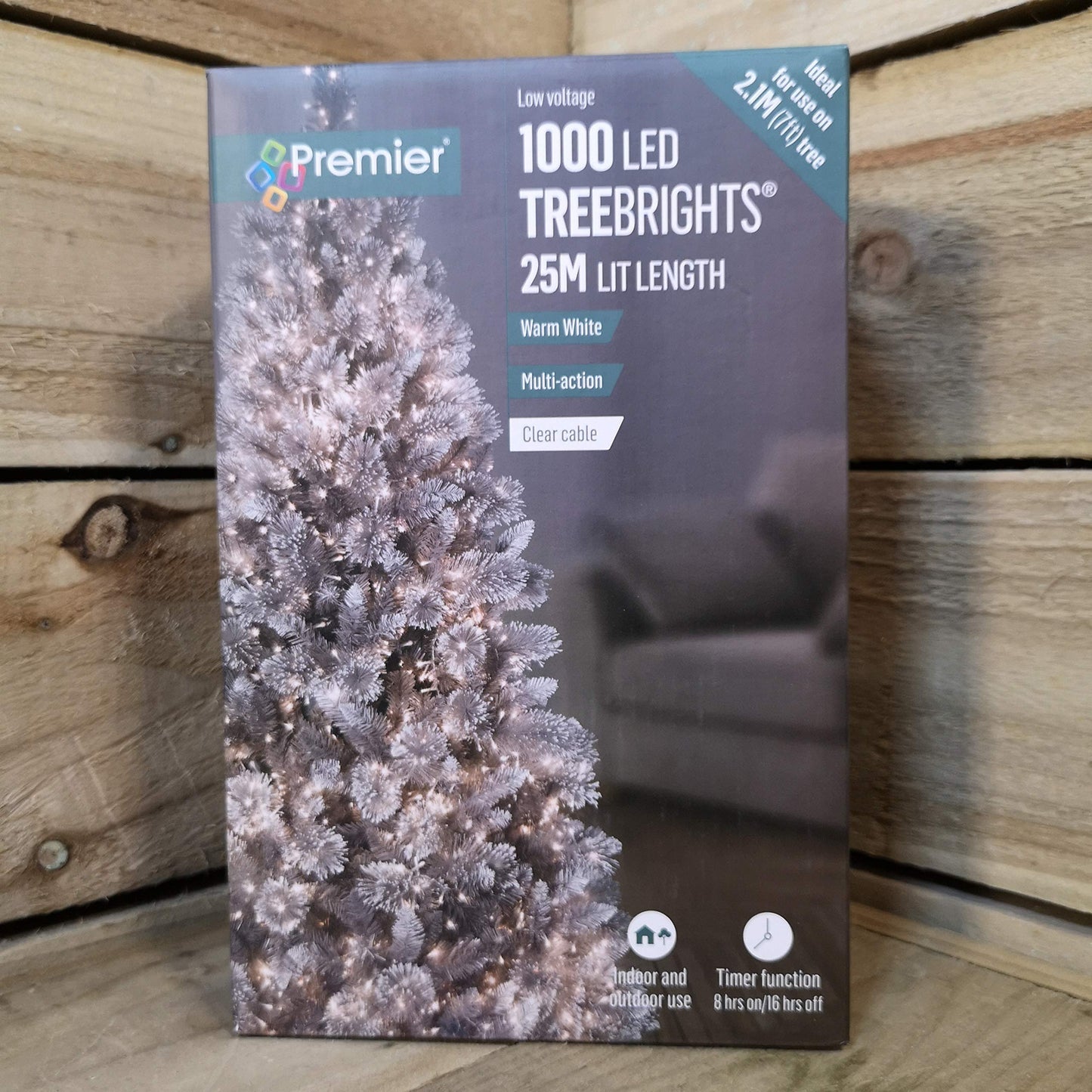 Premier 1000 LED 25m TreeBrights Christmas Lights Warm White Clear Cable