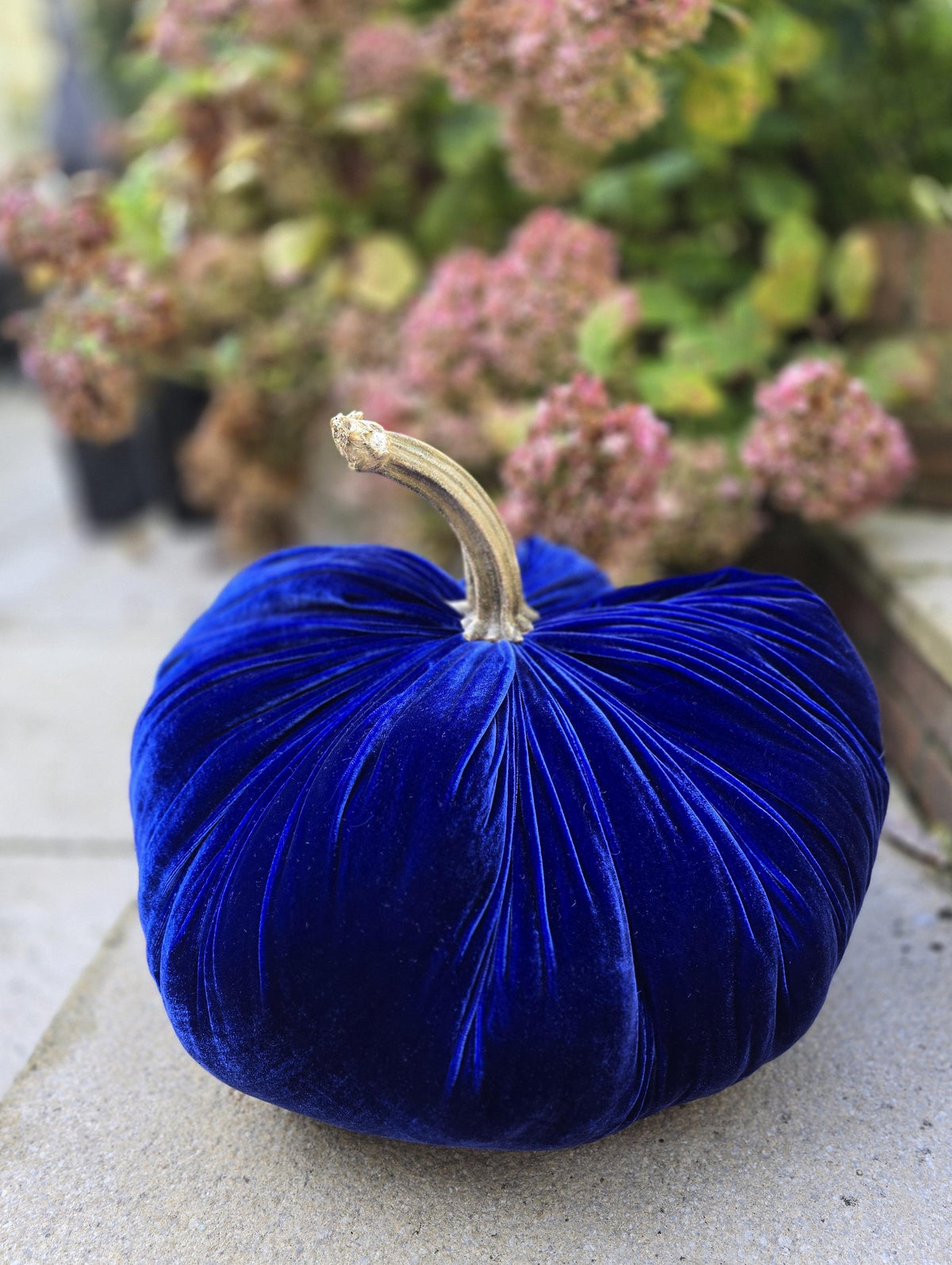 XXL Jumbo Cobalt Royal Blue Silk Velvet Pumpkins: Handmade Luxury Fall Autumn Decor Accent Hall Decoration Decor Cozy Country Traditional