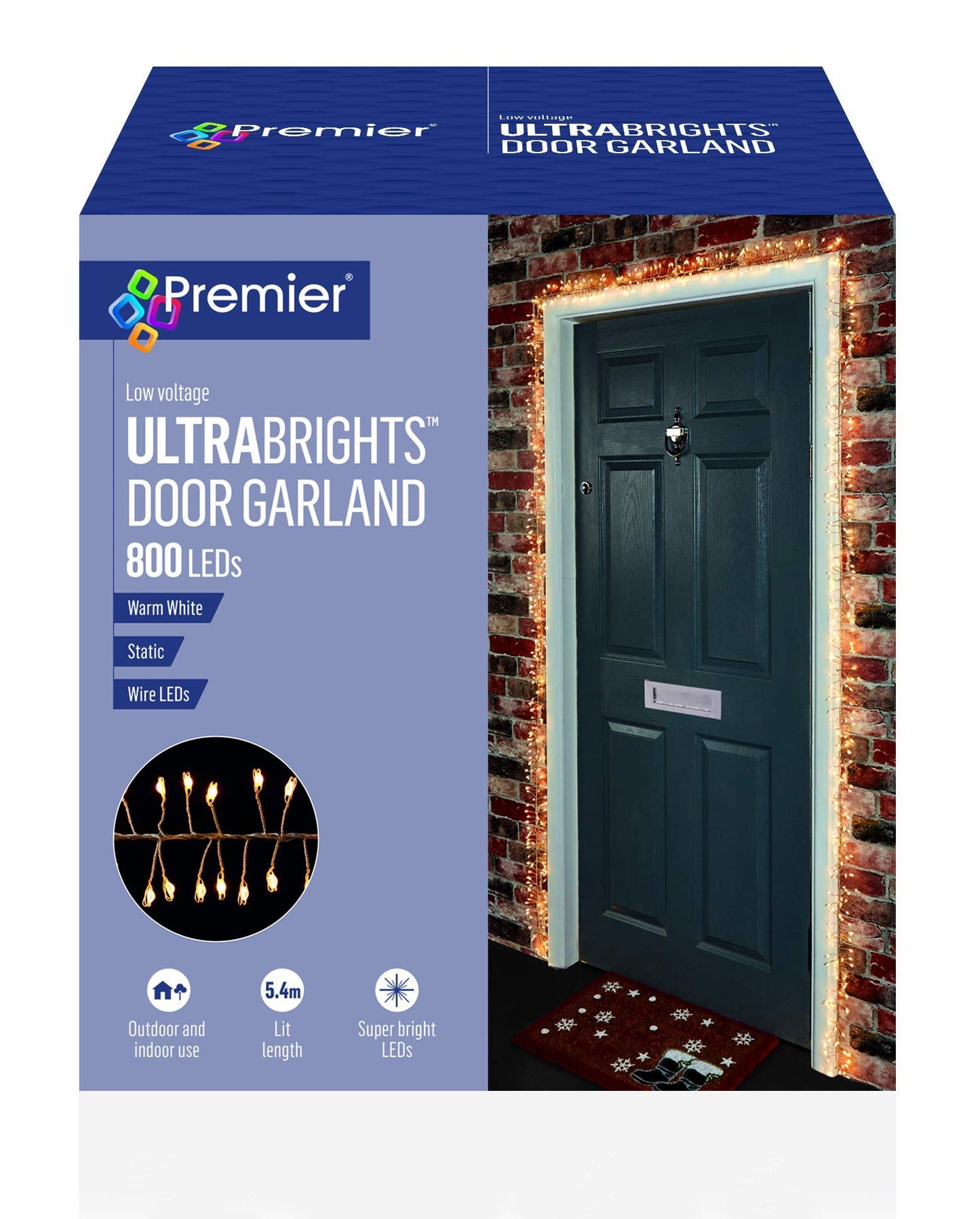 Christmas Door Cluster Pin Wire Fairy Lights Ultrabrights Door Garland 800 LEDs Warm White