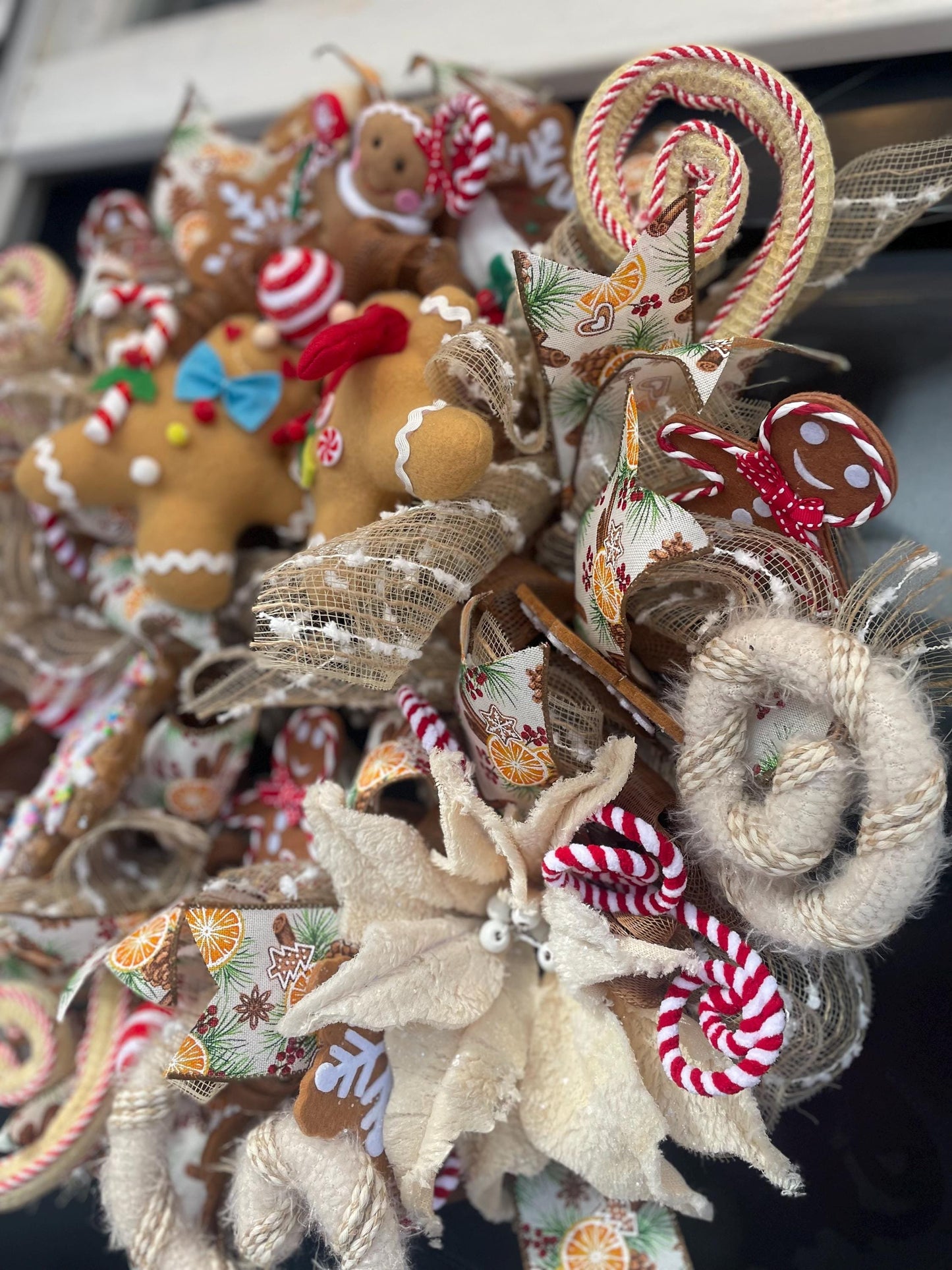 Gingerbread luxury Christmas Front Door Wreath Traditional Elegant Porch Holiday House Home Decor Decoration Winter Swag Designer Unique