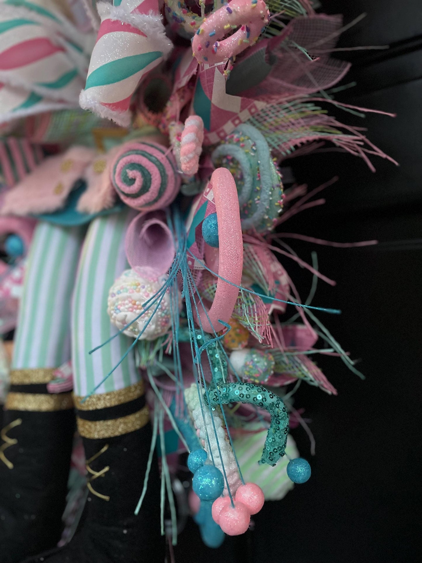 XXL Nutcracker Candy Christmas Wreath Front Door Sweets Pink Blue Xmas Swag