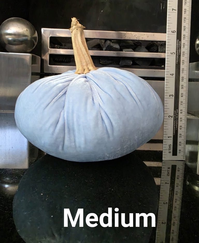 Set of 4 Silk Velvet Pumpkins – X-Small, Small, Medium & Large | 100% Wool Filled with Real Stems
