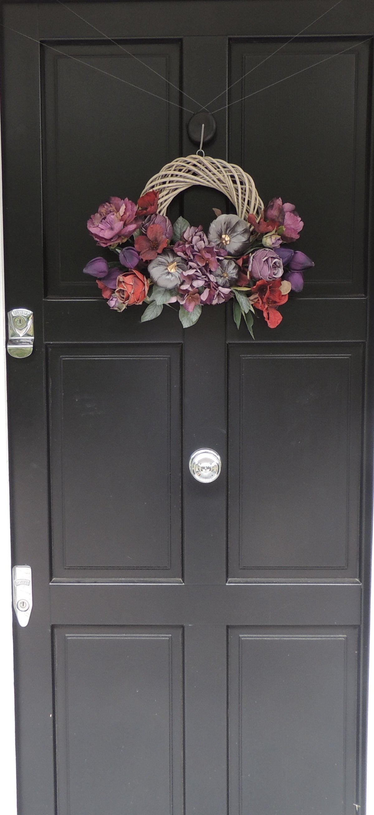 Large Mauve Fall Wreath, Autumn Pumpkin Door Decor, Thanksgiving Peony Floral, Front Porch Harvest Wreath, Farmhouse Entryway Decoration