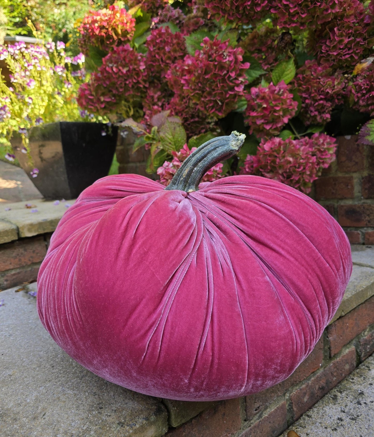 Royal Blue XXL Silk Velvet Pumpkin Gourd Ornament Thanksgiving Shelf Accent Fall Autumn Decor Plush Tablescape Mantle Centerpiece Luxury