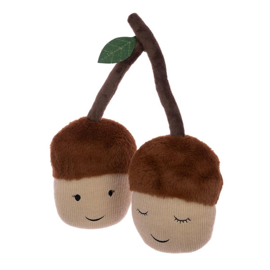 Brown Festive Fluffy Mr & Mrs Acorn Couple Christmas Sitting Decoration Ornament Bauble Traditional Holiday Decor Gift Xmas Decor