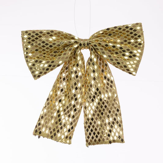 Glitter Sequin Sparkly Gold Festive Soft Bow Hanging Christmas Party Xmas Decor Decoration