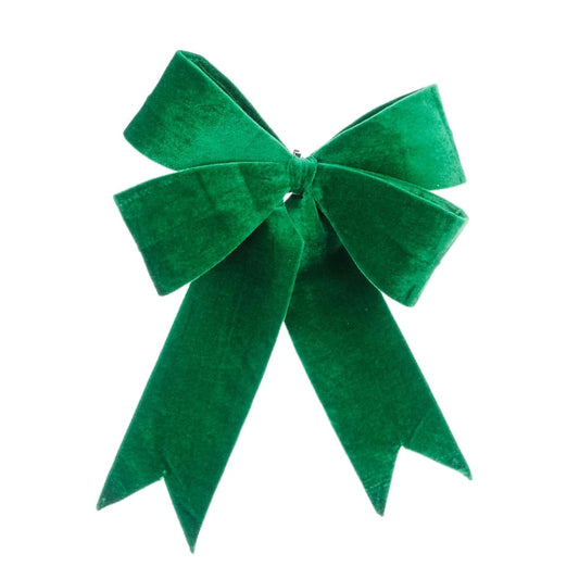 Velvet Emerald Green Wired Festive Bow Christmas Tree Door Wreath Decoration, Large