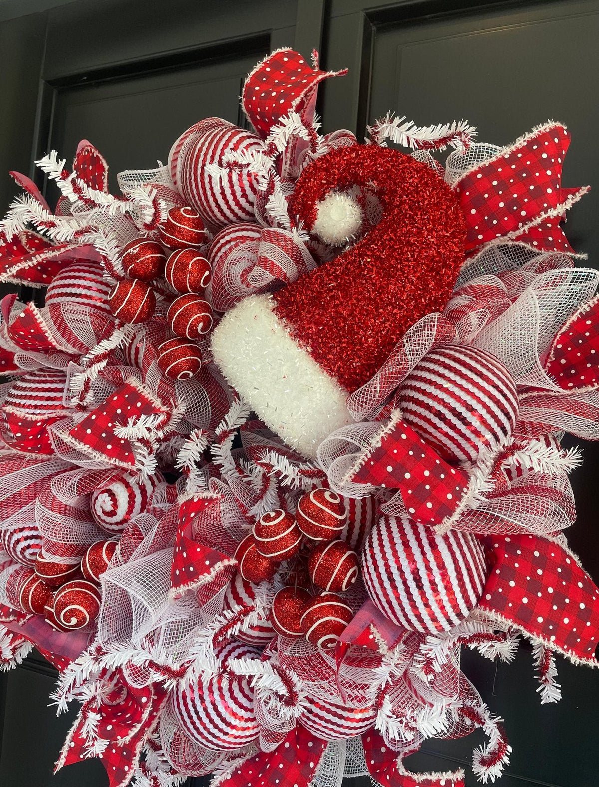 Luxury Santa Hat Christmas Wreath | Red & White Front Door Wreath | 50cm (20")