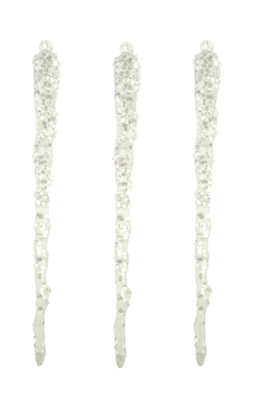 Set of 3 Sparkly 28cm Long Icicle Theme Ornamnet Hanging Christmas Tree Bauble Ornament Outdoor Indoor Xmas Decor Home Decoration