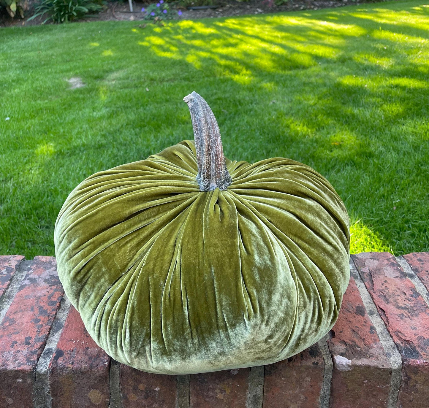 Lavender Lilac XXL Silk Velvet Pumpkin Gourd Ornament Thanksgiving Shelf Accent Fall Autumn Decor Plush Tablescape Mantle Centerpiece Luxury