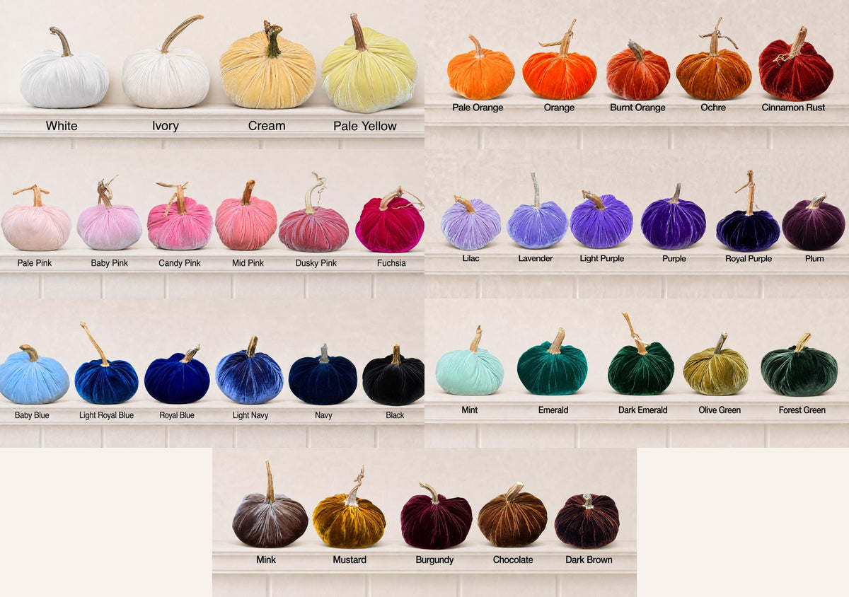 Set of 3 MINI Dark Green Blue Purple Silk Velvet Pumpkins, Autumn Table Decor, Fall Wedding, Thanksgiving, Best Selling Item