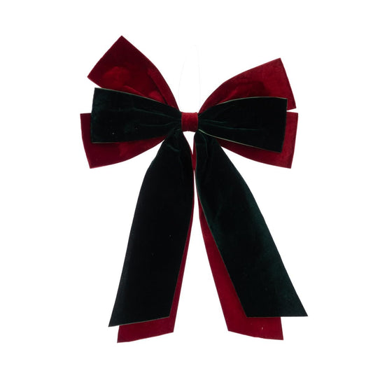 XL Velvet Soft Mix Red Green Festive Bow Hanging Christmas Bow Xmas Tree Wreaths Decor Decoration