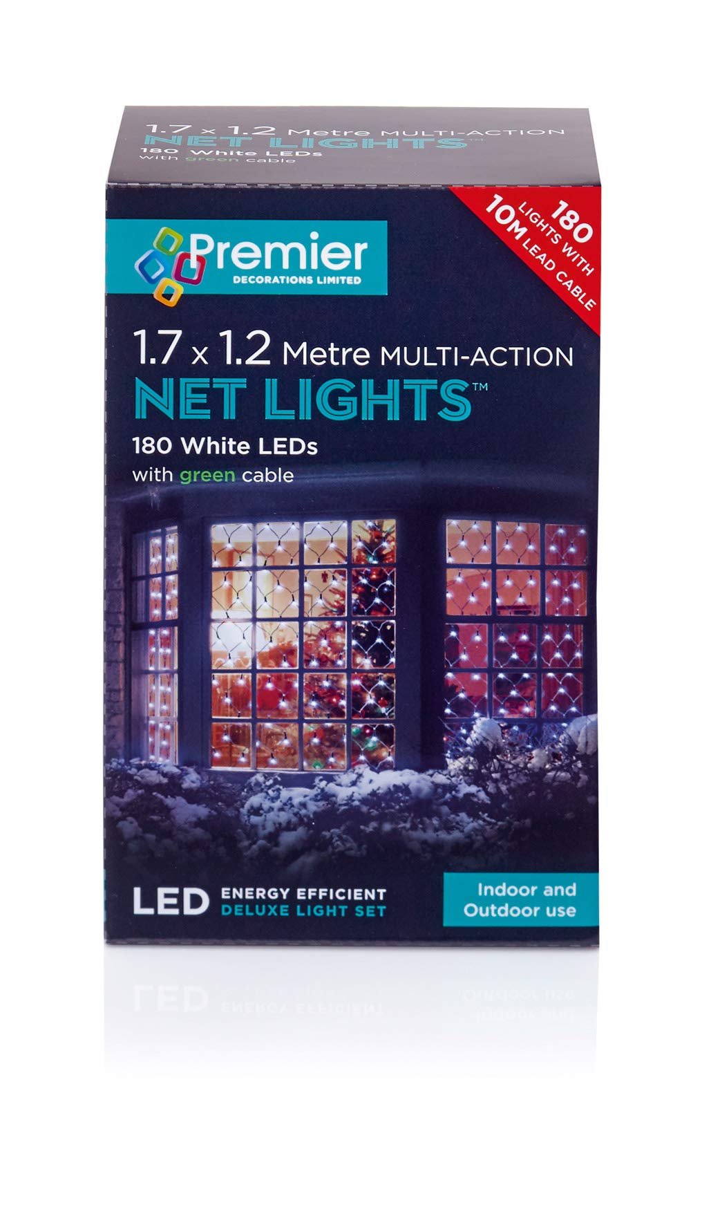 1.75x1.2m 180 White Multi-action Net Christmas Fairy Lights Bush Hedges