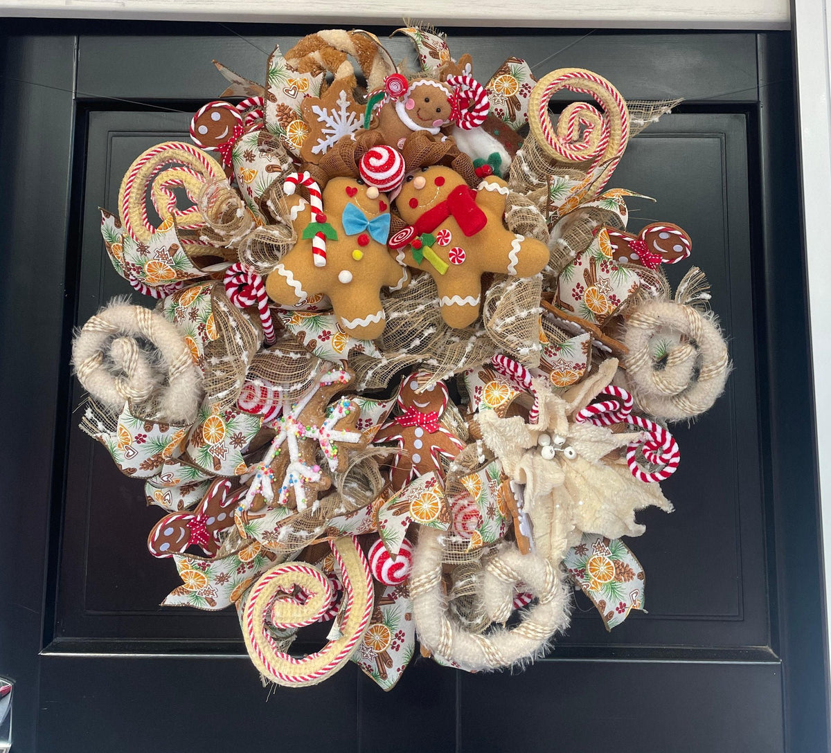 Luxury Gingerbread Christmas Wreath | Candy Cottage Front Door Wreath | 50cm (20")