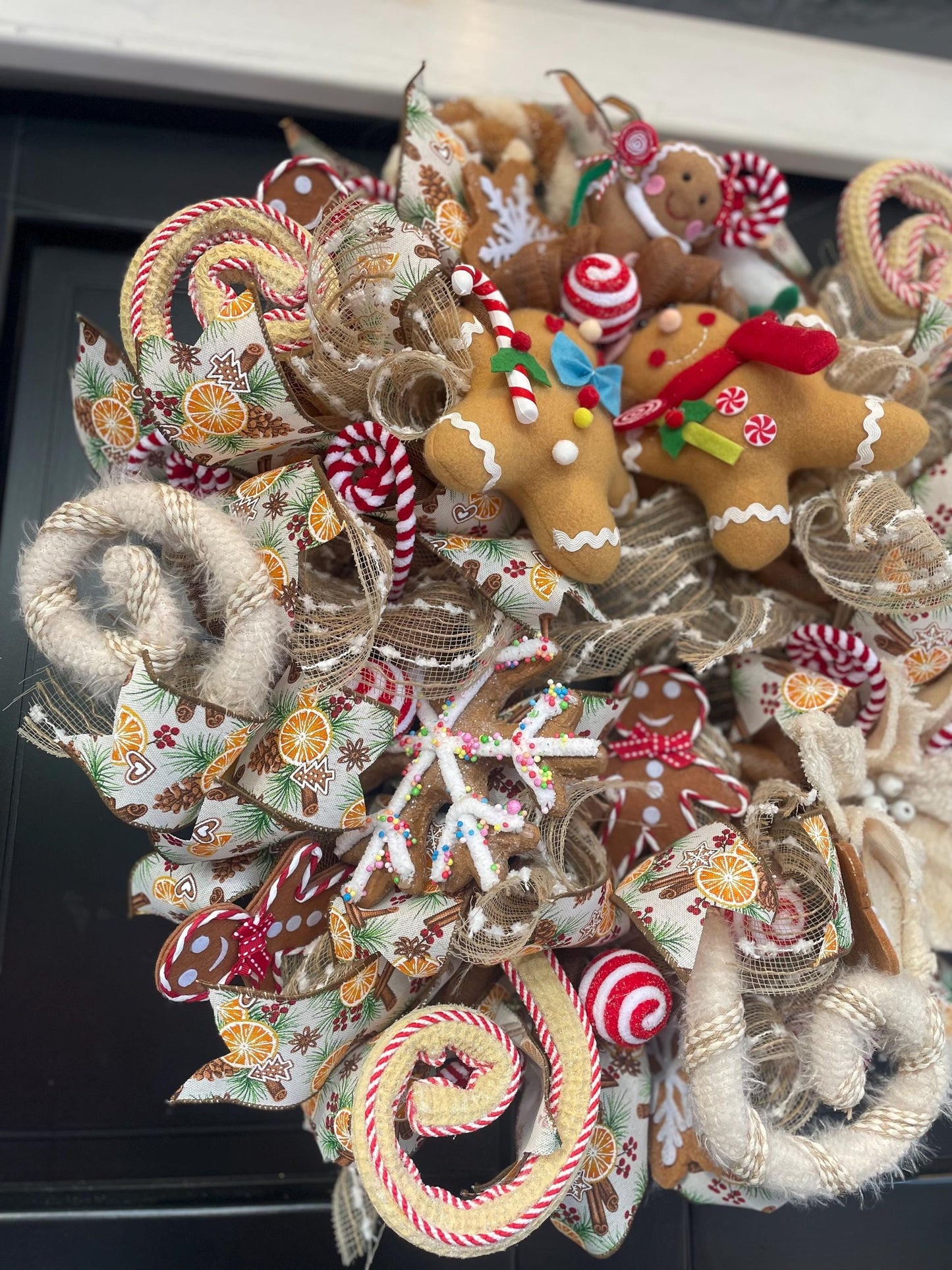 Gingerbread luxury Christmas Front Door Wreath Traditional Elegant Porch Holiday House Home Decor Decoration Winter Swag Designer Unique