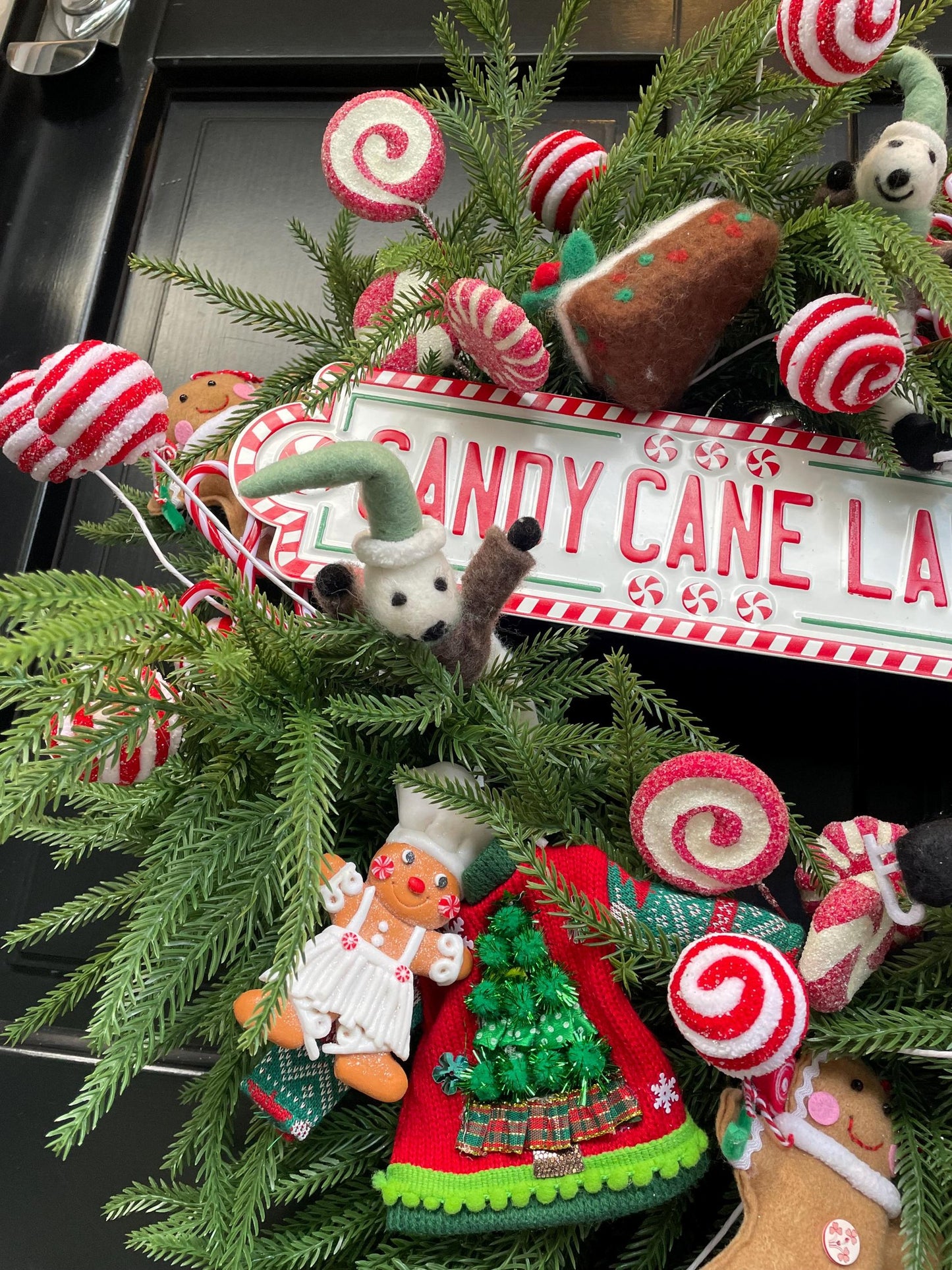 Luxury Candy Cane Red White Green Christmas Wreath Front Door Luxury Home Decorations Xmas Winter Mantle Decor Holiday Wreath Advent Swag