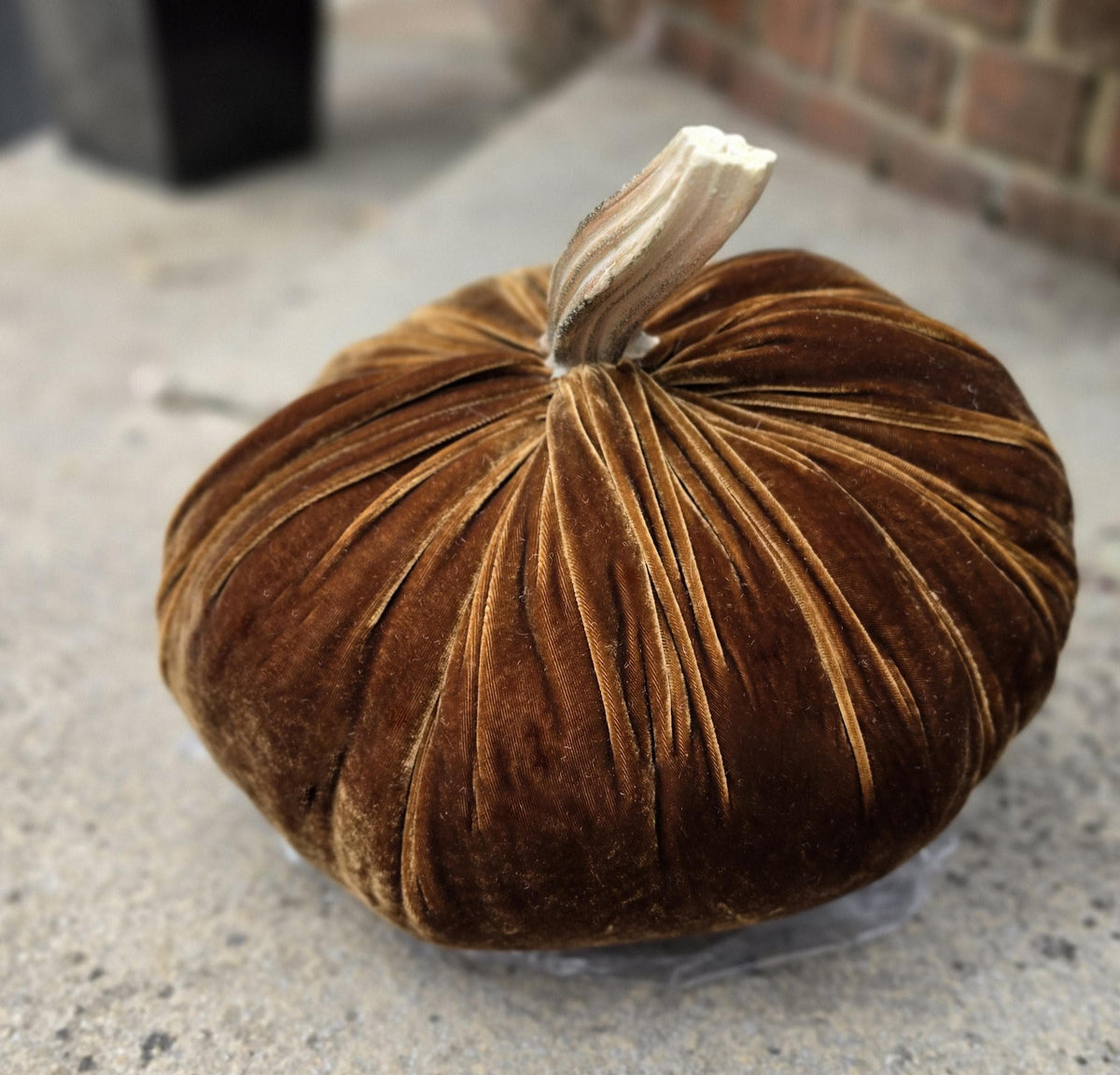 LARGE Silk Velvet Pumpkin, Rustic Farmhouse Decor, Wedding Centerpiece,Thanksgiving Table,Hostess Gift Idea Autumn Fall Dark Brown Chocolate